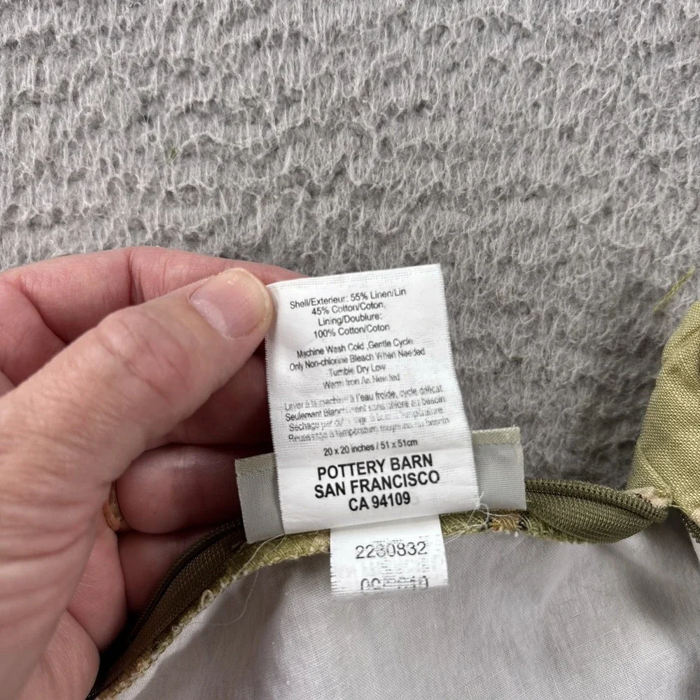 Pottery Barn Striped Pillow Covers (2) 20x20 Linen Blend Green Shams